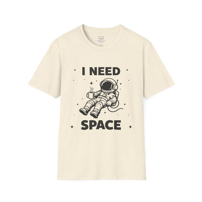 Light beige t-shirt with an astronaut graphic and 'I Need Space' text on a white background