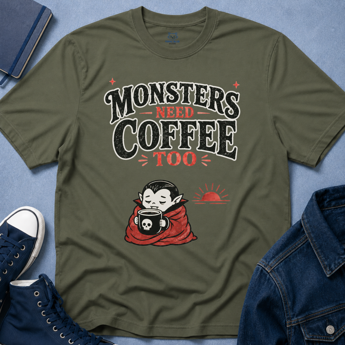 Monsters Need Coffee Too T-Shirt